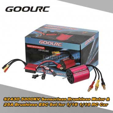 COMBO MOTOR ESC AUTOMODELO 1/16 E 1/18 GOOLRC BRUSHLESS 5800KV 25A PARA LIPO 2S S2430 